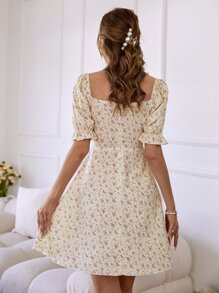 Ditsy Floral Print Tie Front Dress - Multicolor - View 2