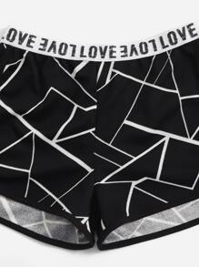 SHEIN Girls Letter Tape Contrast Binding Tank Top & Shorts Set - Black - View 5