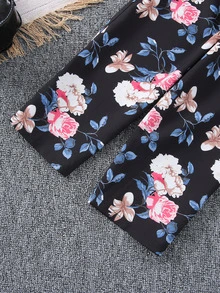 小女童印花荷葉袖上衣和褲子 - 彩色 - 查看 5