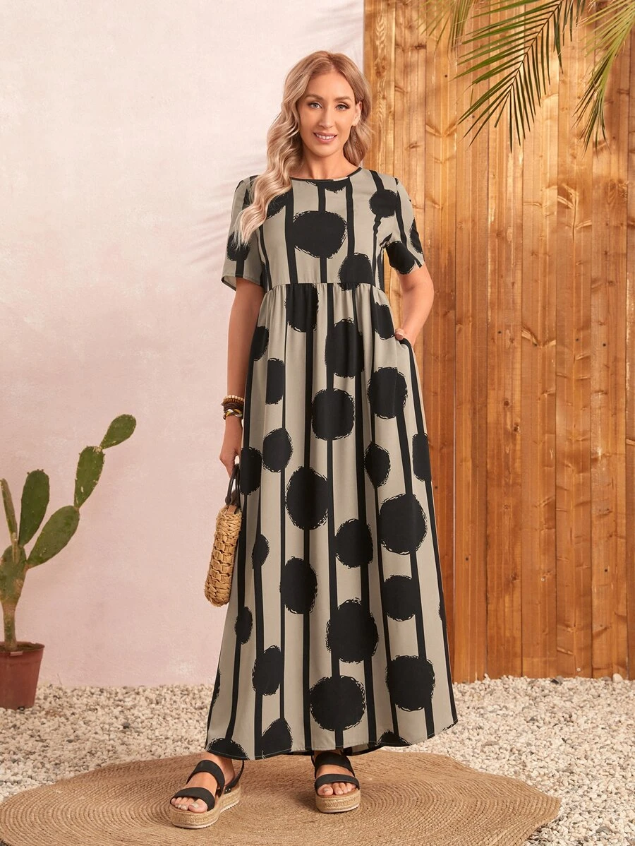 EMERY ROSE Polka Dot Print Smock Dress - Multicolor - View 1