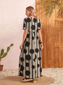 EMERY ROSE Polka Dot Print Smock Dress - Multicolor - View 2