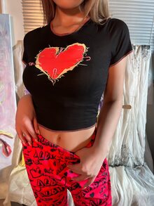 MEYSI KIM 愛心圖案T恤 - 黑色 - 查看 5