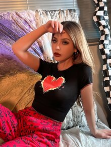 MEYSI KIM 愛心圖案T恤 - 黑色 - 查看 8