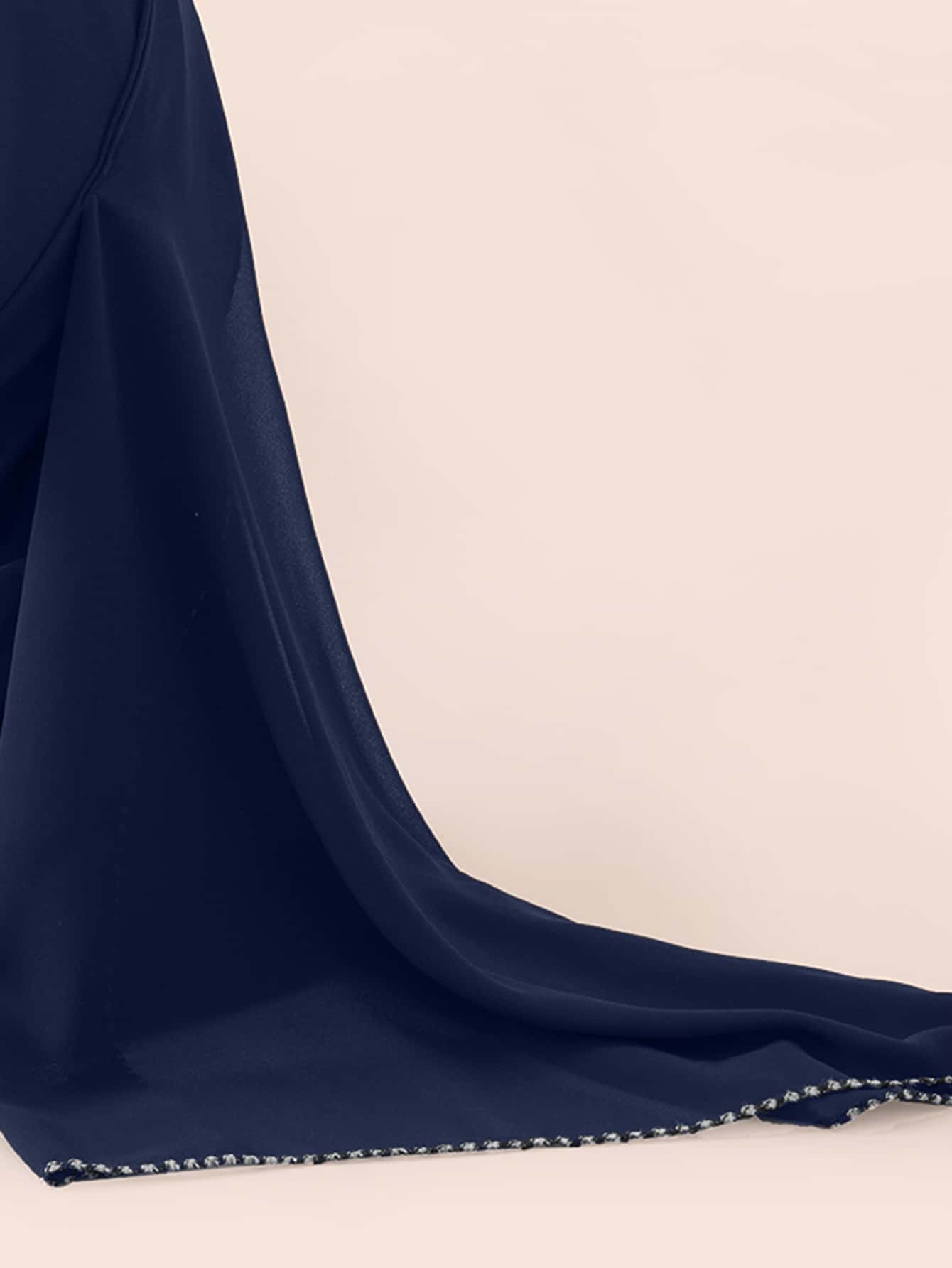 צעיף שיפון מוצק - כחול נייבי - ראה 2