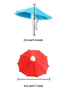 6pcs Umbrella Shaped Glass Marker, Drink Cup Clip Decoration For Party - Multicolor - View 3