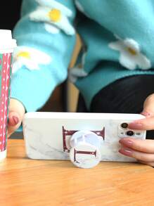 Letter Graphic Phone Case With Stand-Out Phone Grip - Multicolor - View 2