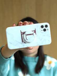 Letter Graphic Phone Case With Stand-Out Phone Grip - Multicolor - View 5