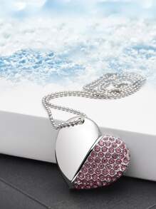 水鑽裝飾心形USB閃存盤 - 乾枯玫瑰色 - 查看 1