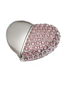 水鑽裝飾心形USB閃存盤 - 乾枯玫瑰色 - 查看 2