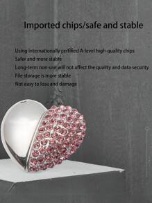 水鑽裝飾心形USB閃存盤 - 乾枯玫瑰色 - 查看 4