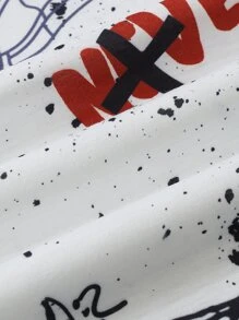 Manfinity Men Slogan & Skull Print Tee