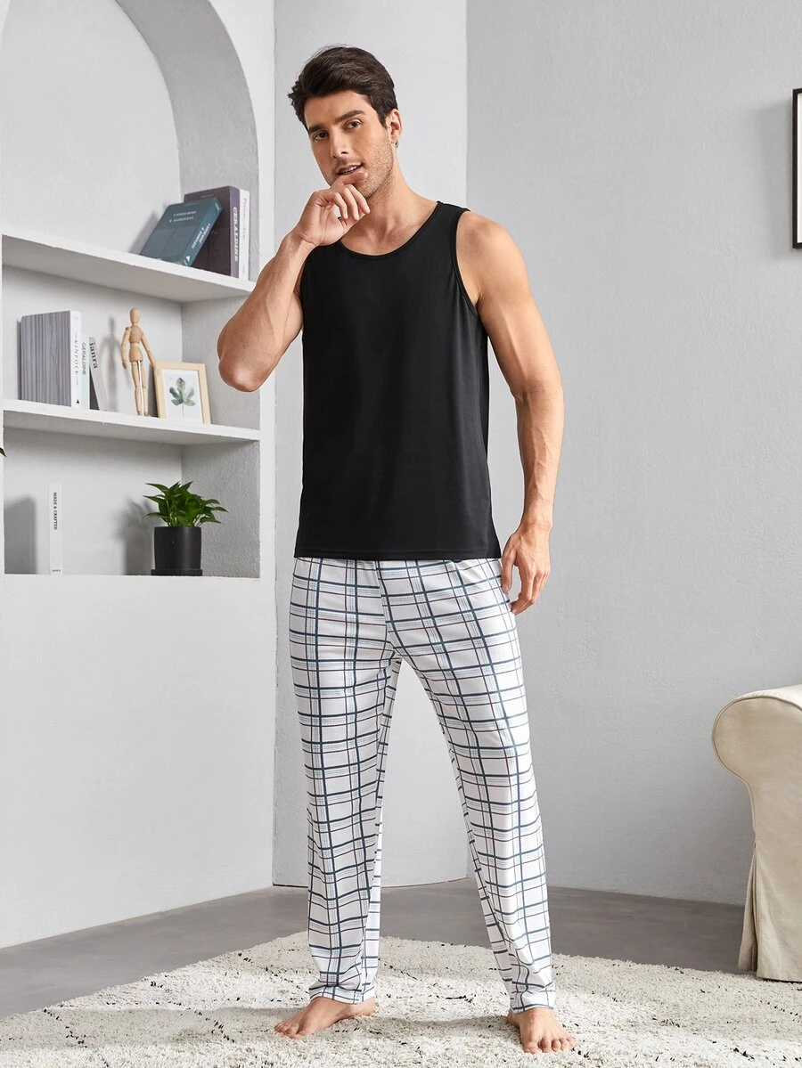 Hombres Set homewear de cuadros - Multicolor - Ver 1