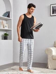 Hombres Set homewear de cuadros - Multicolor - Ver 4
