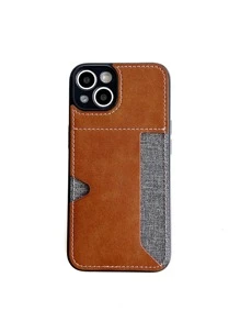 1 pieza Funda de teléfono de PU con ranura lateral para tarjeta TPU compatible con Apple iPhone 14 Pro Max