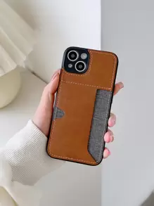 1 pieza Funda de teléfono de PU con ranura lateral para tarjeta TPU compatible con Apple iPhone 14 Pro Max