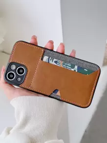 1 pieza Funda de teléfono de PU con ranura lateral para tarjeta TPU compatible con Apple iPhone 14 Pro Max
