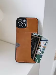 1 pieza Funda de teléfono de PU con ranura lateral para tarjeta TPU compatible con Apple iPhone 14 Pro Max