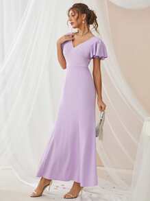 SHEIN Belle Butterfly Sleeve Formal Dress - Lilac Purple - View 4