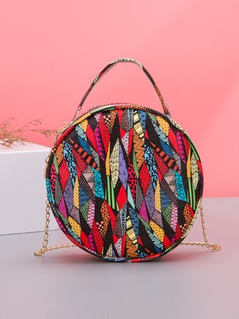 Mini Colorblock Geometric Graphic Circle Bag