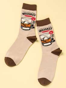 Men Letter Graphic Crew Socks - Multicolor - View 4