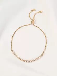 Nooxian 1入組鑲嵌手鍊（方形氧化鋯隨機發貨） - 金黃色 - 查看 8