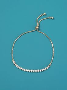 Nooxian 1入組鑲嵌手鍊（方形氧化鋯隨機發貨） - 金黃色 - 查看 7