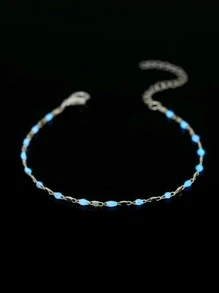 1條鏈式淺藍色發光手鍊（發光珠子數量隨機） - 銀色 - 查看 2