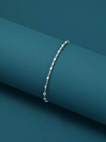 1條鏈式淺藍色發光手鍊（發光珠子數量隨機） - 銀色 - 查看 3