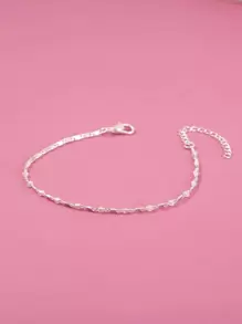 1條鏈式淺藍色發光手鍊（發光珠子數量隨機） - 銀色 - 查看 4