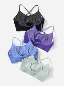 Yoga Basic 4pcs Criss Cross Seamless Medium Support  Sports Bra - Multicolor - View 2