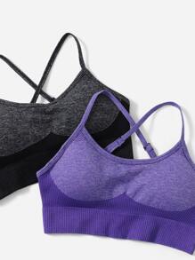 Yoga Basic 4pcs Criss Cross Seamless Medium Support  Sports Bra - Multicolor - View 5