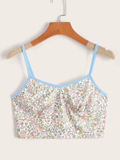 Ditsy Floral Contrast Binding Cami Top