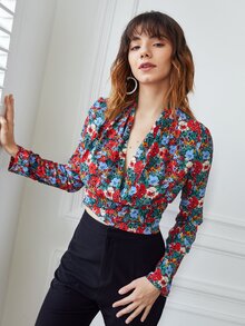 SHEIN Áo sơ mi nữ Hoa Tất cả trên in Boho - Nhiều màu - Xem 5