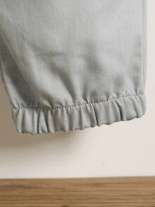 小男童字母翻蓋細節長褲 - 灰色 - 查看 3