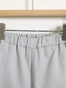 小男童字母翻蓋細節長褲 - 灰色 - 查看 5