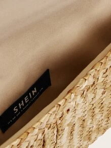 Pom Pom Decor Straw Clutch Bag - Yellow - View 6