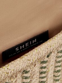 Straw Tassel Decor Flap Square Bag - Brown - View 8