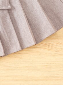 Toddler Girls Button Front Pleated Skirt - Khaki - View 4