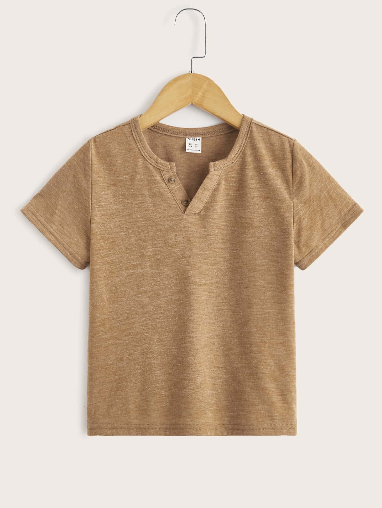SHEIN Toddler Boys Button Front Tee - Khaki - View 1