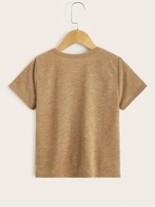 SHEIN Toddler Boys Button Front Tee - Khaki - View 2