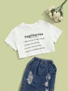 SHEIN Girls Slogan Graphic Tee - White - View 1