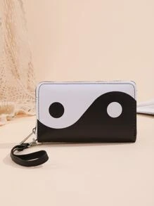 Ví khóa kéo, Ví tiền xu ngắn cho nữ, Giá đựng thẻ màu đen mỏng di động, Tiền, Tiền mặt cho nhân viên văn phòng, Dành cho nữ, Dành cho nữ Đại học, Công việc, Kinh doanh, Đi làm, Văn phòng, Kỷ niệm, Dành cho cặp đôi, Làm quà tặng sinh nhật, Quà tặng ngày lễ tình nhân, Quà tặng - Đen và trắng - Xem 1