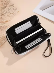 Ví khóa kéo, Ví tiền xu ngắn cho nữ, Giá đựng thẻ màu đen mỏng di động, Tiền, Tiền mặt cho nhân viên văn phòng, Dành cho nữ, Dành cho nữ Đại học, Công việc, Kinh doanh, Đi làm, Văn phòng, Kỷ niệm, Dành cho cặp đôi, Làm quà tặng sinh nhật, Quà tặng ngày lễ tình nhân, Quà tặng - Đen và trắng - Xem 2