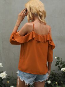 SHEIN Clasi Blusa de hombros descubiertos ribete con fruncido