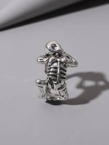 骷髏設計開口戒指 - 銀色 - 查看 2