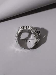 骷髏設計開口戒指 - 銀色 - 查看 3