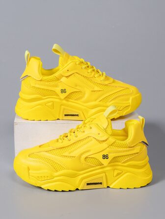 Fall/Winter Women's Lace-Up Round Toe Flat Athletic Shoes, Chunky Sneakers, Casual Sporty Sneakers, Student Running Shoes, Tennis Shoes