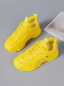 Damen Schnürhalbschuhe mit rundem Zehenbereich, Plateau Sneaker, lässige sportliche Sneaker, Studentenlaufschuhe, Tennisschuhe