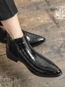 Giày boot nam Cá sấu Dây kéo bên - màu đen - Xem 4