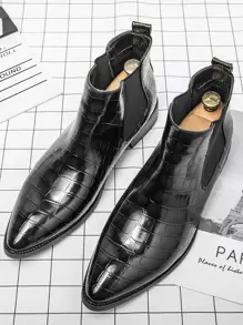 Giày boot nam Cá sấu Dây kéo bên - màu đen - Xem 2